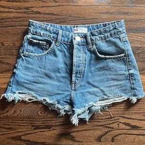 Zara Women's Distressed Blue Jean Shorts